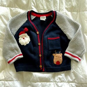 Mud Pie Christmas Sweater Cardigan Unisex 9-12 M